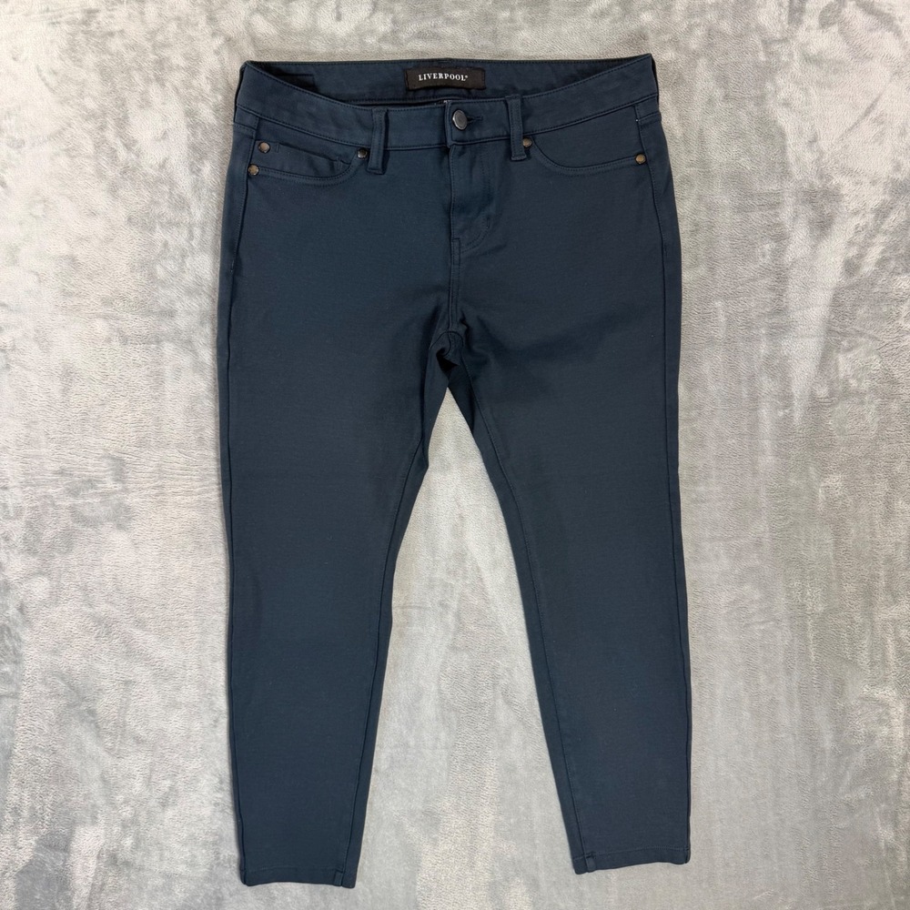 Liverpool Skinny Cropped Pants Women's Size 6P Petite Dark Green Pants‎